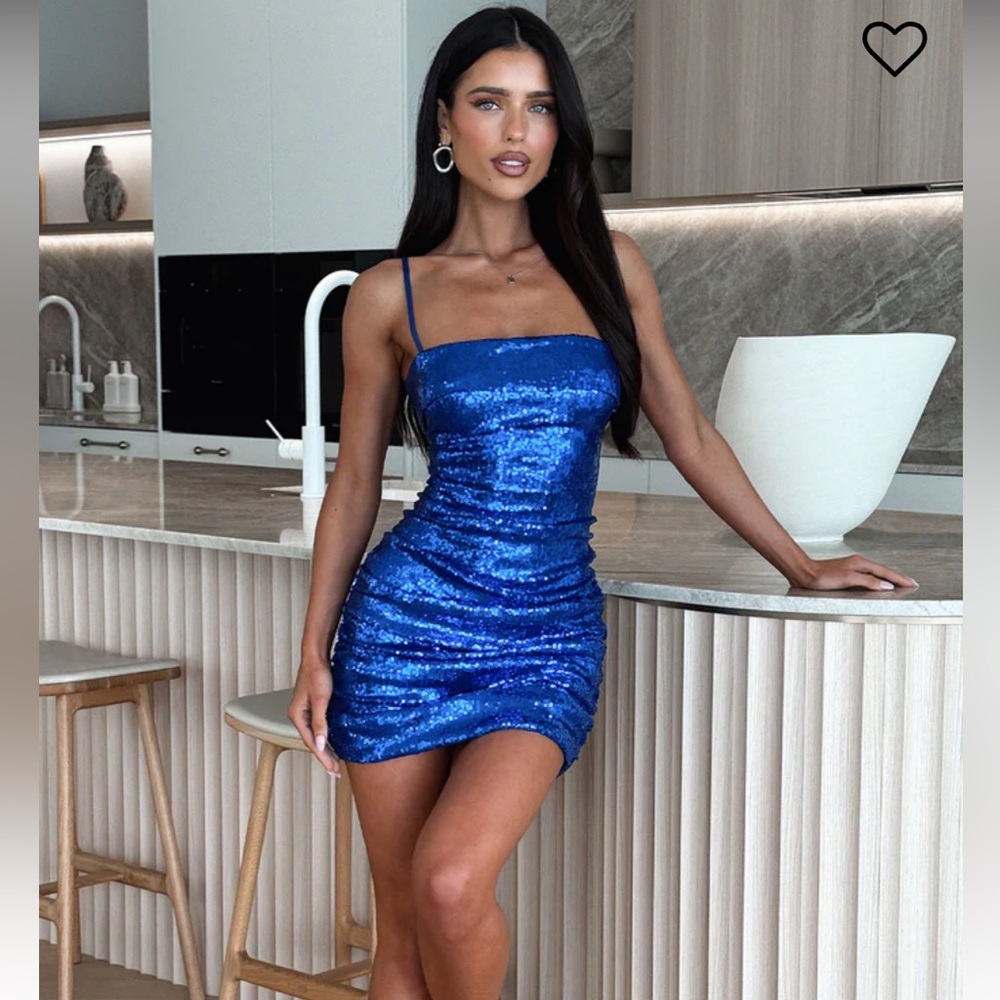 Blue Sequin Mini Dress